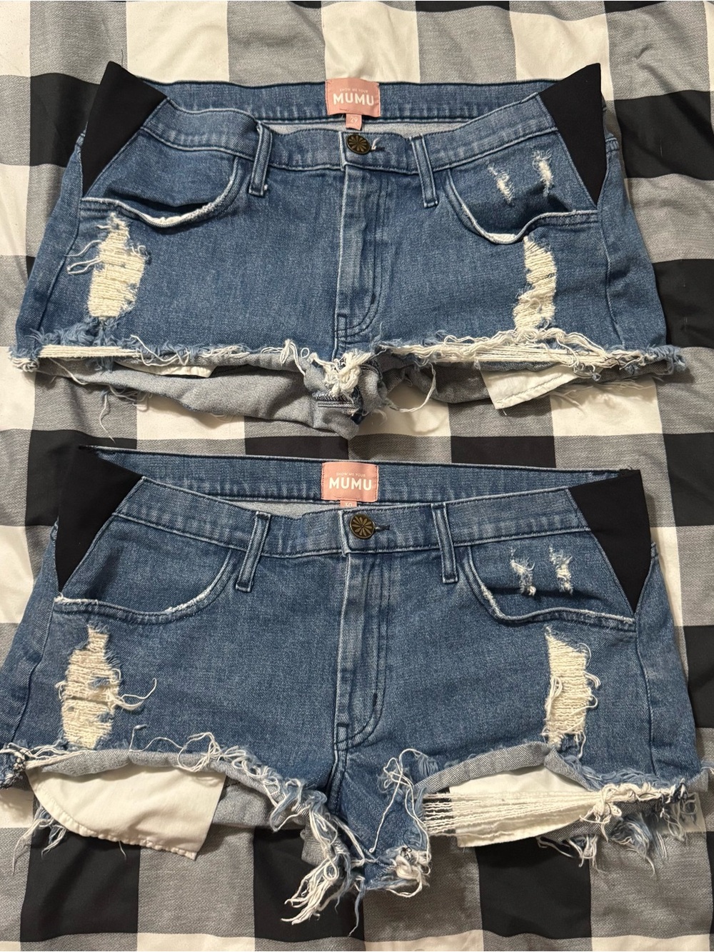 Show Me Your MuMu Maternity Distressed Denim Shorts